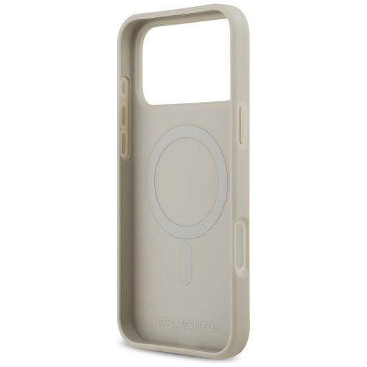 Hülle für Apple iPhone 17 Pro Max, Karl Lagerfeld, Grained Pattern Logo, Grau