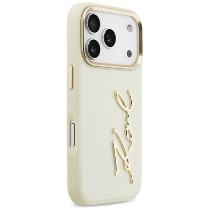Étui pour Apple iPhone 17 Pro Max, Karl Lagerfeld, Script Logo, Beige