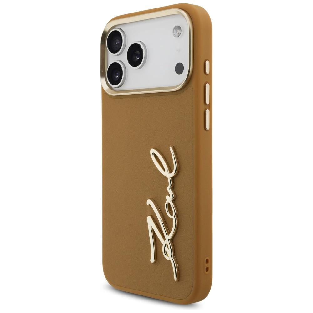Hülle für Apple iPhone 17 Pro Max, Karl Lagerfeld, Script Logo, Braun