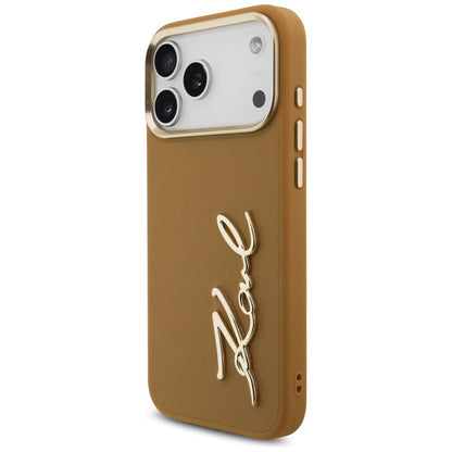 Hülle für Apple iPhone 17 Pro Max, Karl Lagerfeld, Script Logo, Braun