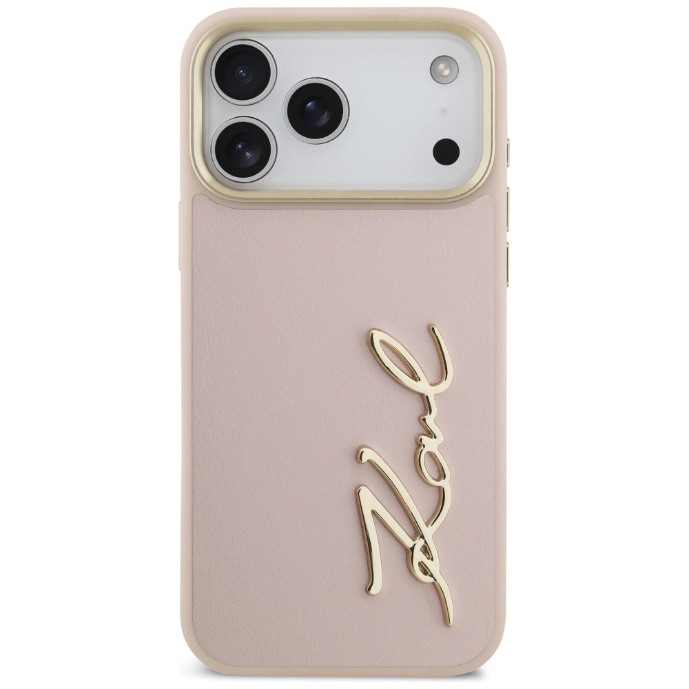 Étui pour Apple iPhone 17 Pro Max, Karl Lagerfeld, Script Logo, Rose