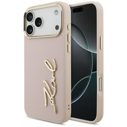 Hülle für Apple iPhone 17 Pro Max, Karl Lagerfeld, Script Logo, Rosa