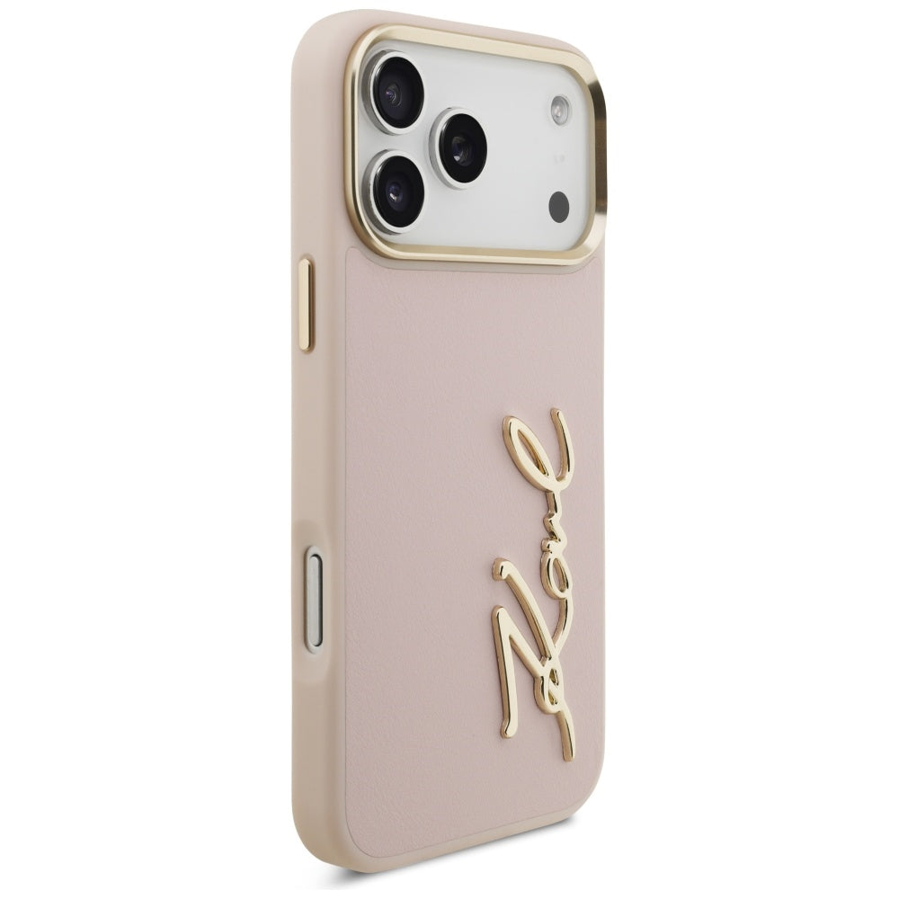 Étui pour Apple iPhone 17 Pro Max, Karl Lagerfeld, Script Logo, Rose