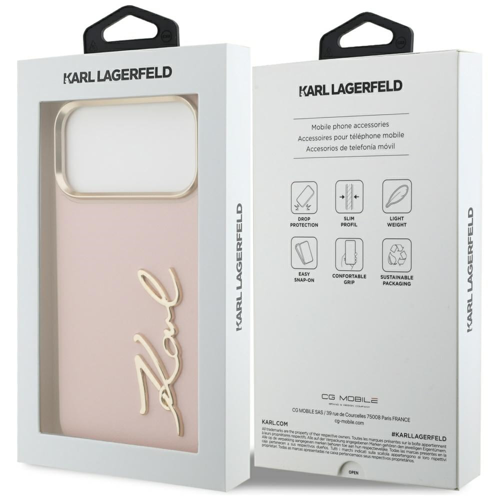 Étui pour Apple iPhone 17 Pro Max, Karl Lagerfeld, Script Logo, Rose