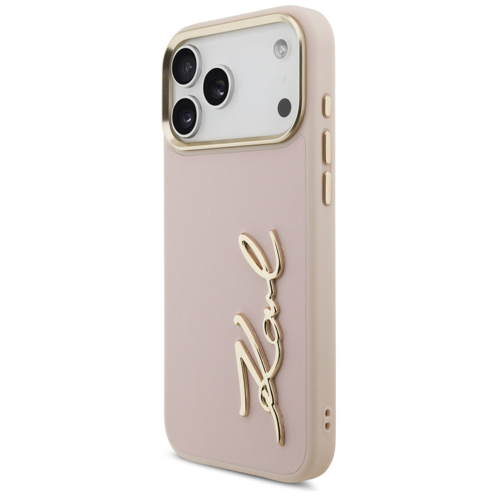 Étui pour Apple iPhone 17 Pro Max, Karl Lagerfeld, Script Logo, Rose