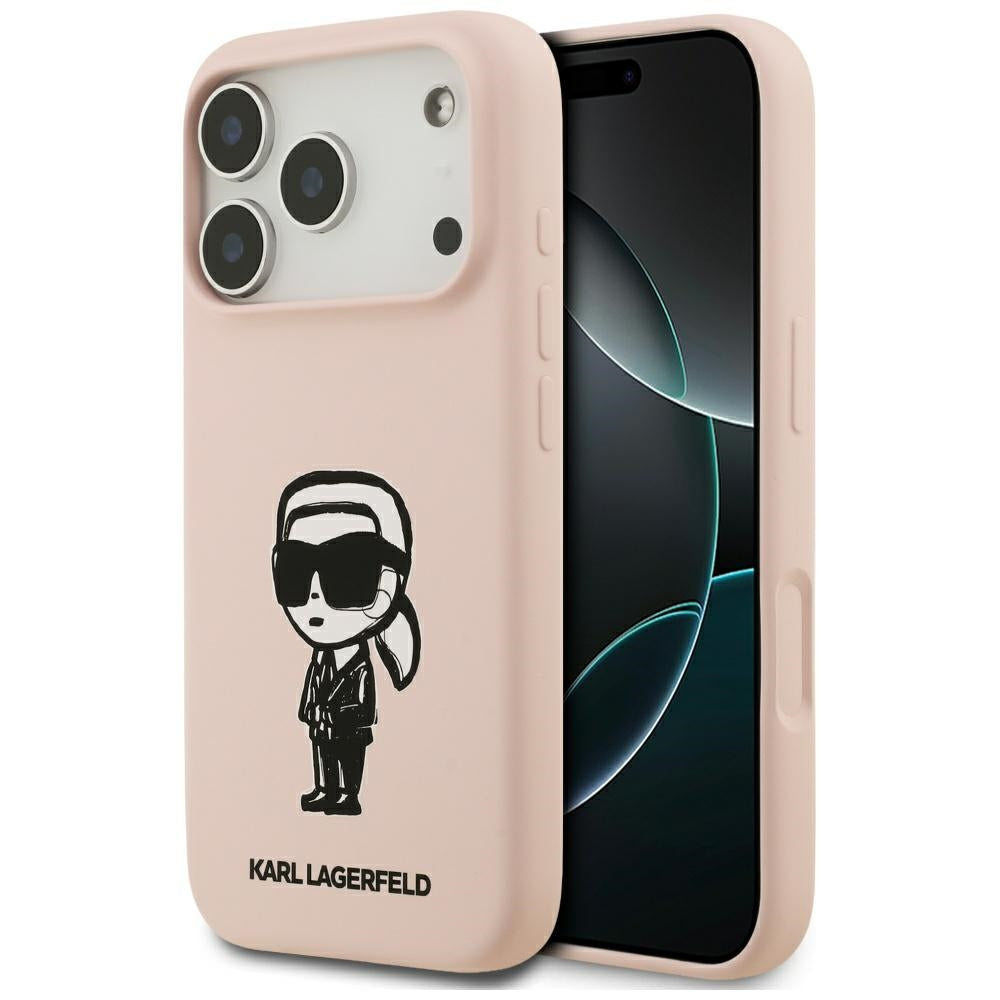 Hülle für Apple iPhone 17 Pro Max, Karl Lagerfeld, Sketch und Logo Karl, Rosa