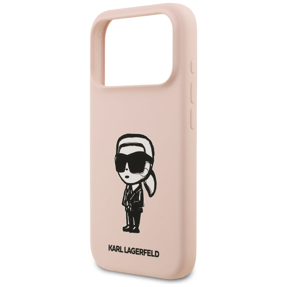 Hülle für Apple iPhone 17 Pro Max, Karl Lagerfeld, Sketch und Logo Karl, Rosa