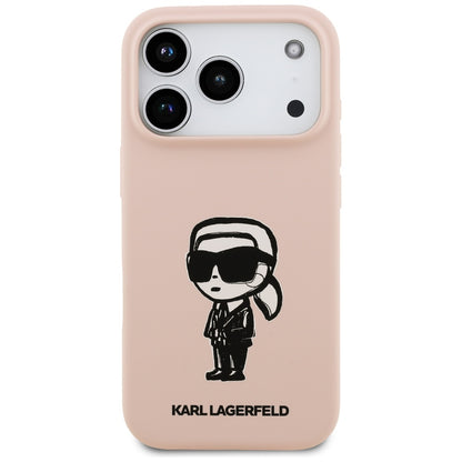 Hülle für Apple iPhone 17 Pro Max, Karl Lagerfeld, Sketch und Logo Karl, Rosa