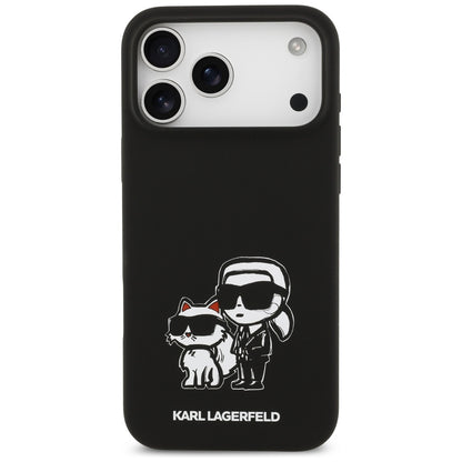 Étui pour Apple iPhone 17 Pro Max, Karl Lagerfeld, Sketch and Logo Karl & Choupette, Noir