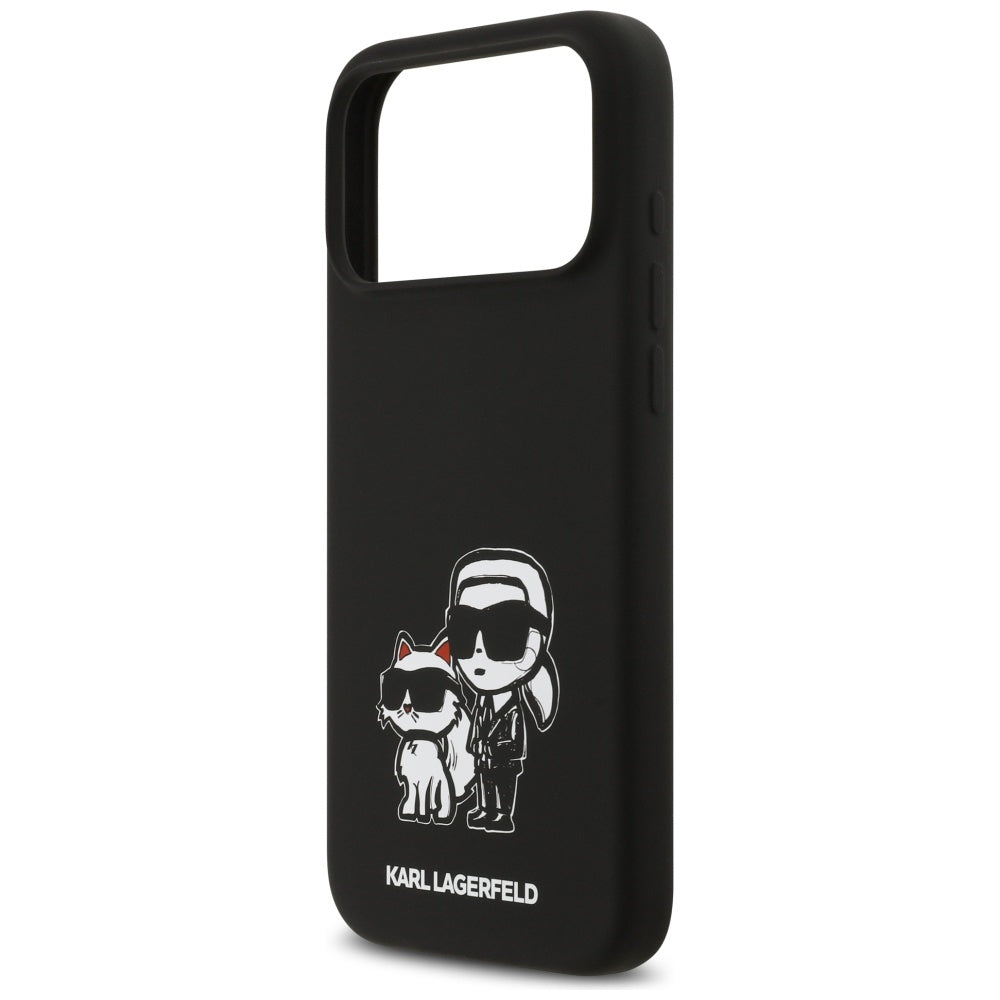 Étui pour Apple iPhone 17 Pro Max, Karl Lagerfeld, Sketch and Logo Karl & Choupette, Noir