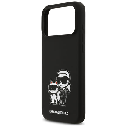 Étui pour Apple iPhone 17 Pro Max, Karl Lagerfeld, Sketch and Logo Karl & Choupette, Noir
