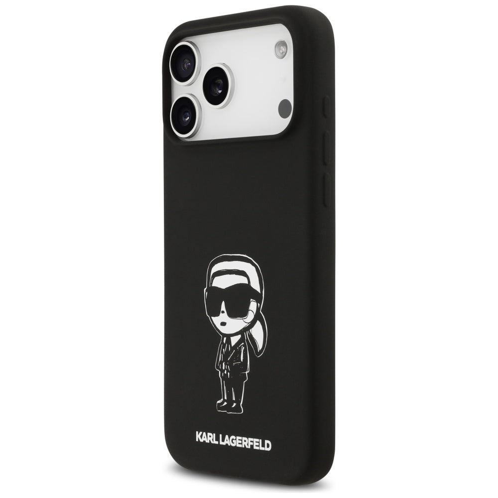 Case for Apple iPhone 17 Pro Max, Karl Lagerfeld, Sketch and Logo Karl, Black