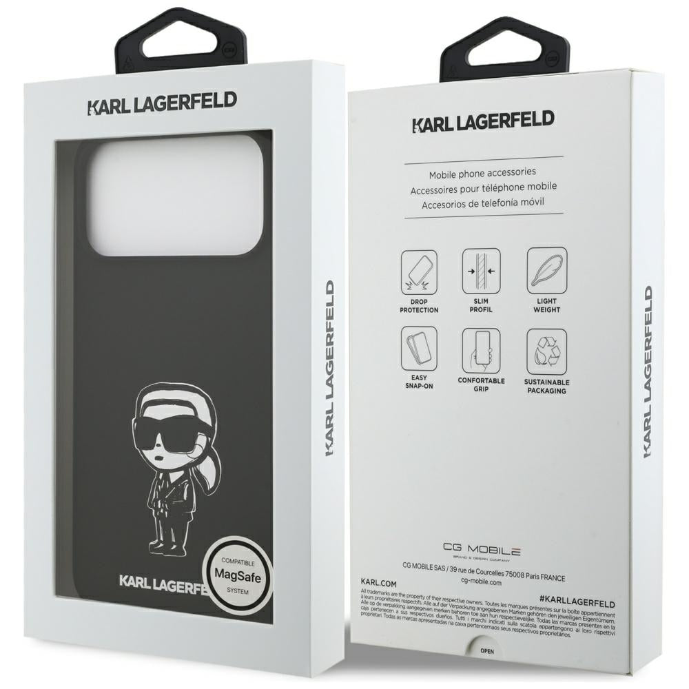Case for Apple iPhone 17 Pro Max, Karl Lagerfeld, Sketch and Logo Karl, Black