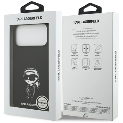 Case for Apple iPhone 17 Pro Max, Karl Lagerfeld, Sketch and Logo Karl, Black