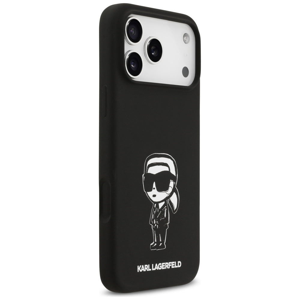 Case for Apple iPhone 17 Pro Max, Karl Lagerfeld, Sketch and Logo Karl, Black