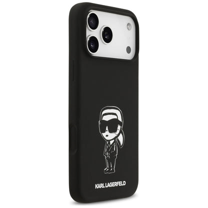 Case for Apple iPhone 17 Pro Max, Karl Lagerfeld, Sketch and Logo Karl, Black