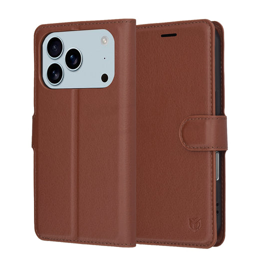 Étui pour Apple iPhone 17 Pro Max, Techsuit, Leather Folio, Marron