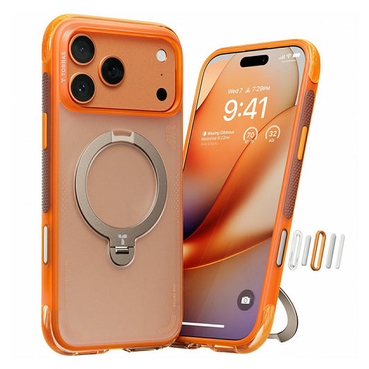 Étui pour Apple iPhone 17 Pro Max, Torras, Ostand Spin Air, Orange