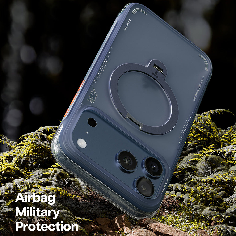 Hülle für Apple iPhone 17 Pro, Torras, Ostand Spin Air, Blau