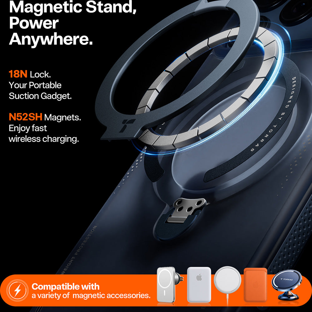 Hülle für Apple iPhone 17 Pro, Torras, Ostand Spin Air, Blau