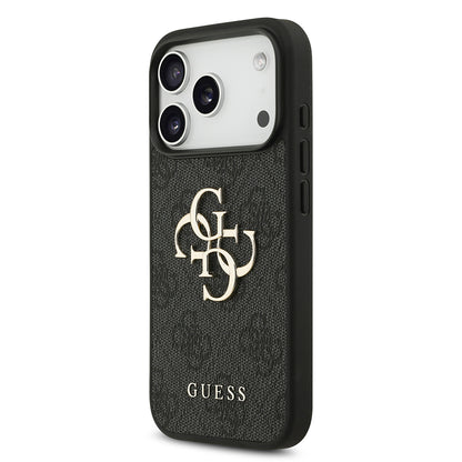 Hülle für Apple iPhone 18 Pro / 17 Pro, Guess, 4G Big Logo, Schwarz