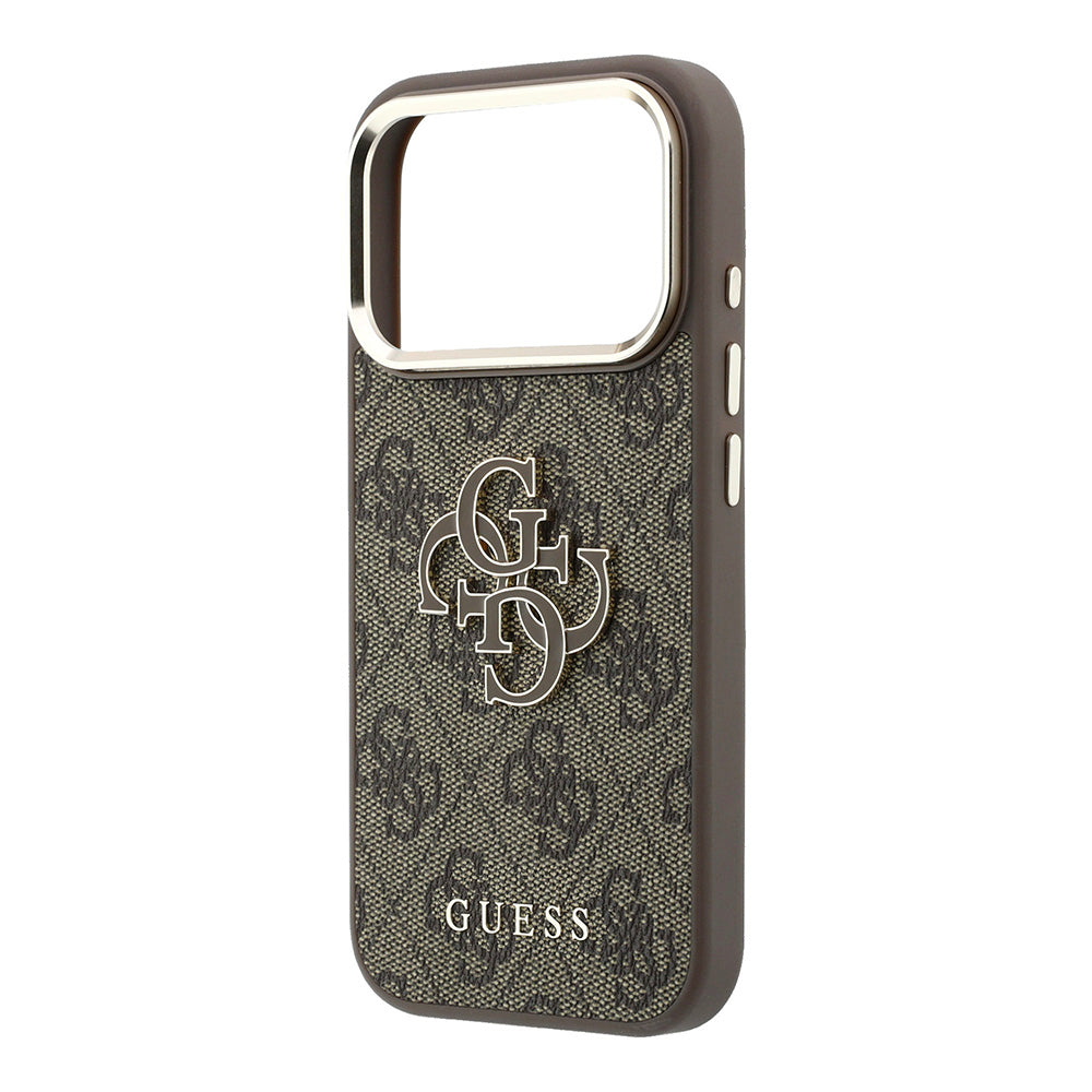 Coque pour Apple iPhone 18 Pro / 17 Pro, Guess, Logo Résine 4G Grand, Marron