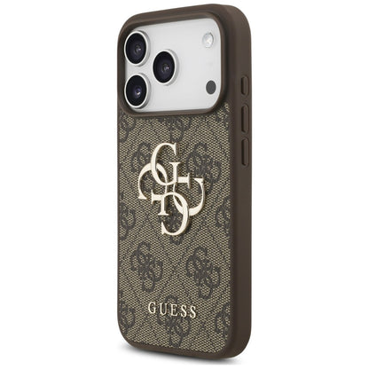 Hülle für Apple iPhone 18 Pro / 17 Pro, Guess, 4G Classic Logo mit Riemen, Braun