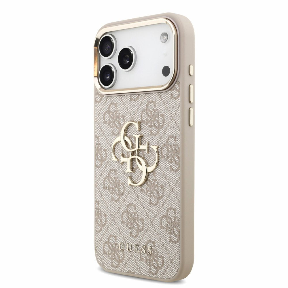 Coque pour Apple iPhone 18 Pro / 17 Pro, Guess, 4G Classic Logo with Strap, rose doré