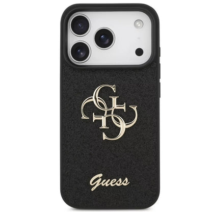 Hülle für Apple iPhone 18 Pro / 17 Pro, Guess, Fixed Glitter Big 4G, Schwarz