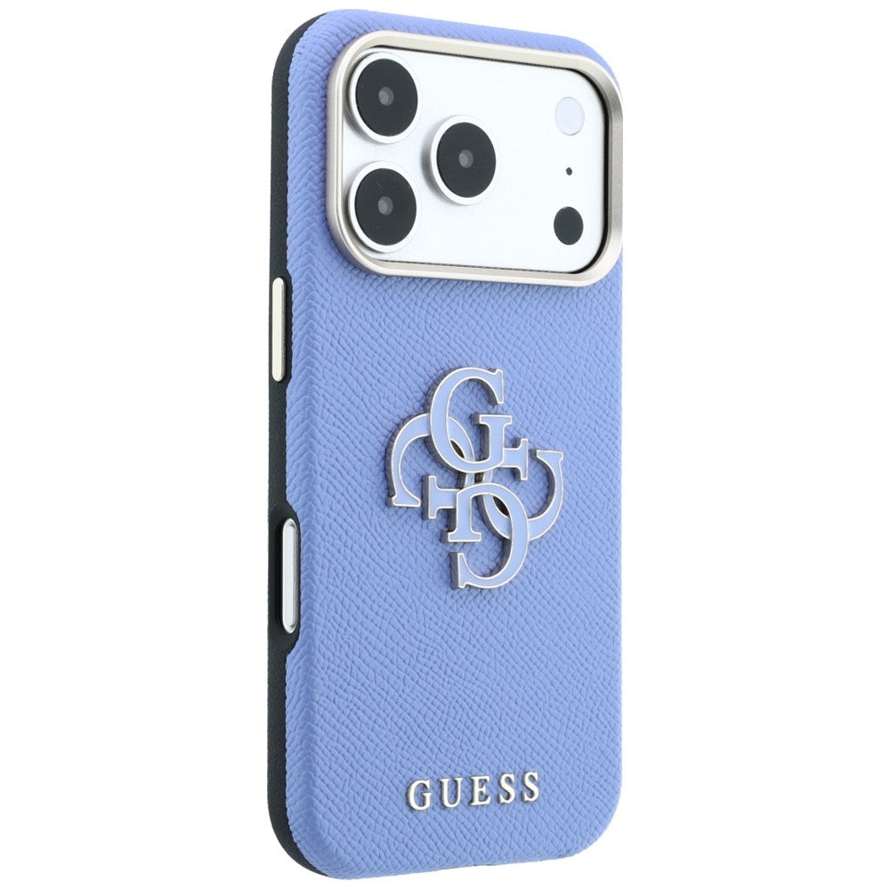 Case for Apple iPhone 18 Pro / 17 Pro, Guess, Grained Big Resin Logo, Blue