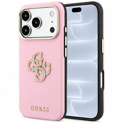 Hülle für Apple iPhone 18 Pro / 17 Pro, Guess, Smooth Big Strass Logo, Rosa