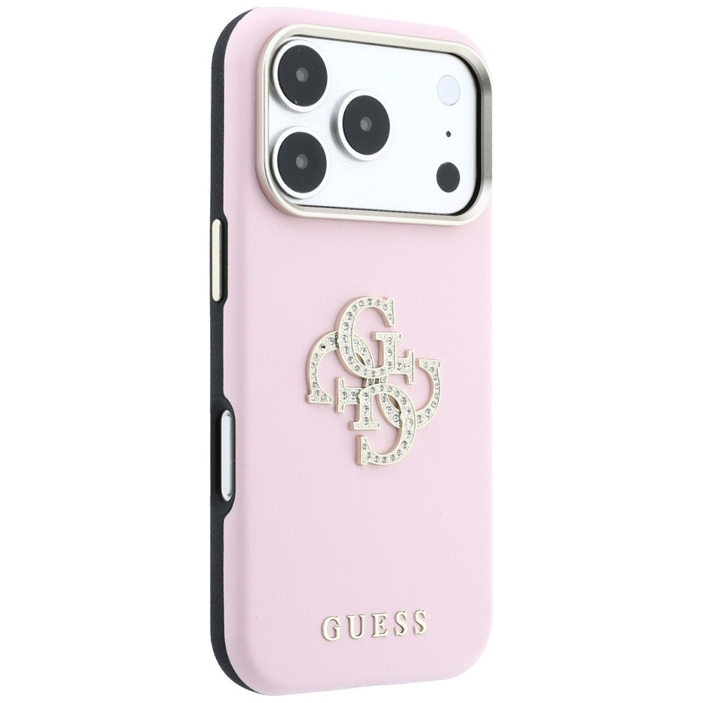 Hülle für Apple iPhone 18 Pro / 17 Pro, Guess, Smooth Big Strass Logo, Rosa
