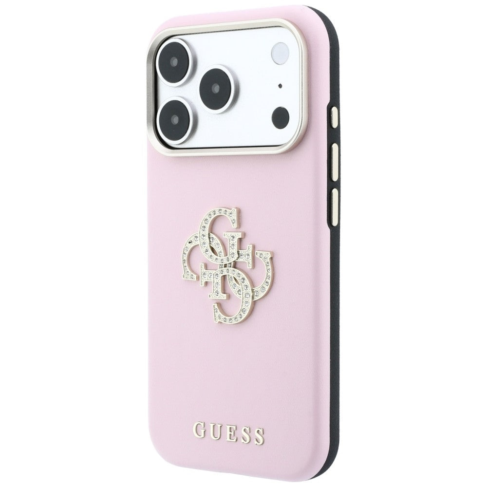 Hülle für Apple iPhone 18 Pro / 17 Pro, Guess, Smooth Big Strass Logo, Rosa
