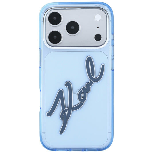 Case for Apple iPhone 18 Pro / 17 Pro, Karl Lagerfeld, IML Big Signature Resin Logo and Metal Frame, Blue