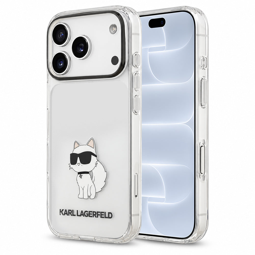 Coque pour Apple iPhone 18 Pro / 17 Pro, Karl Lagerfeld, IML Choupette NFT, transparente