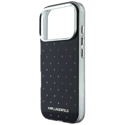 Coque pour Apple iPhone 18 Pro / 17 Pro, Karl Lagerfeld, IML Strass et Logo Électroplaqué, Noire