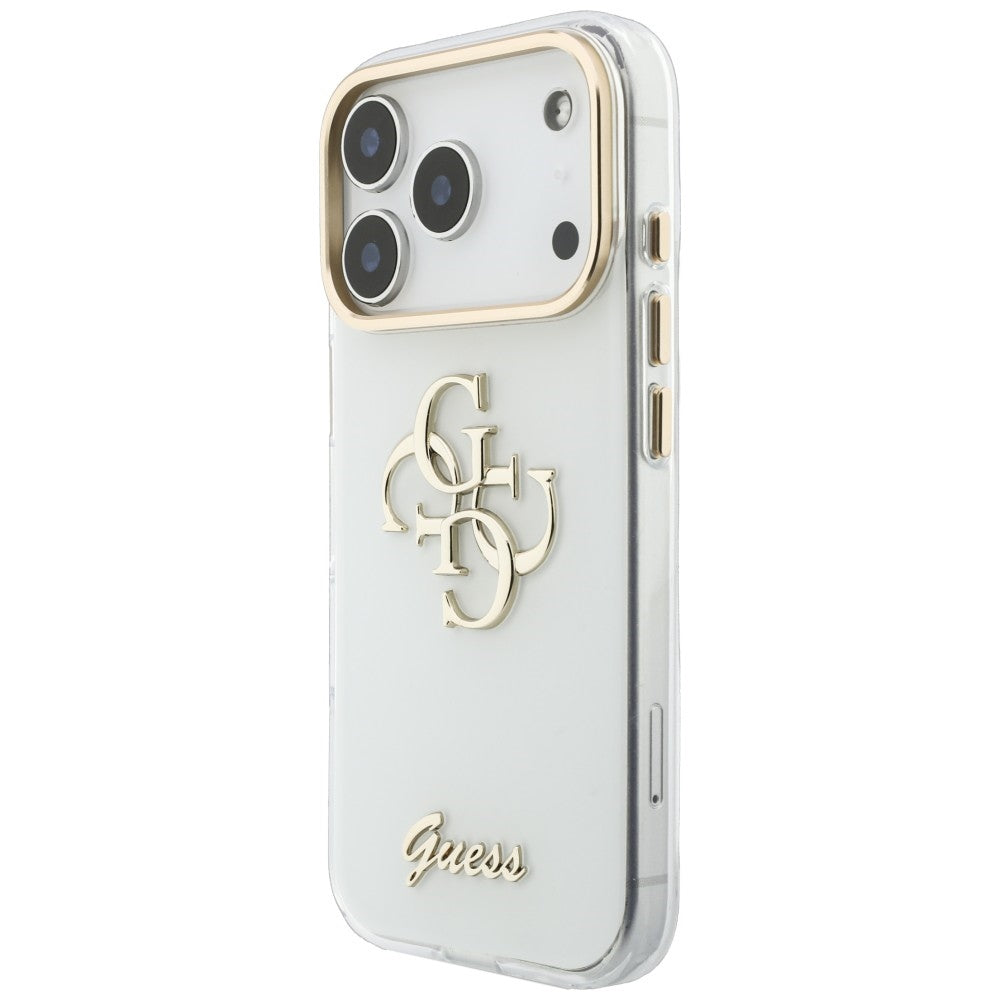 Hülle für Apple iPhone 18 Pro, Guess, IML 4G Metal Script, Weiß