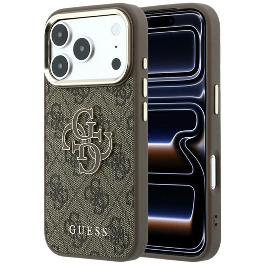 Coque pour Apple iPhone 18 Pro Max / 17 Pro Max, Guess, Logo Résine 4G Grand, Marron