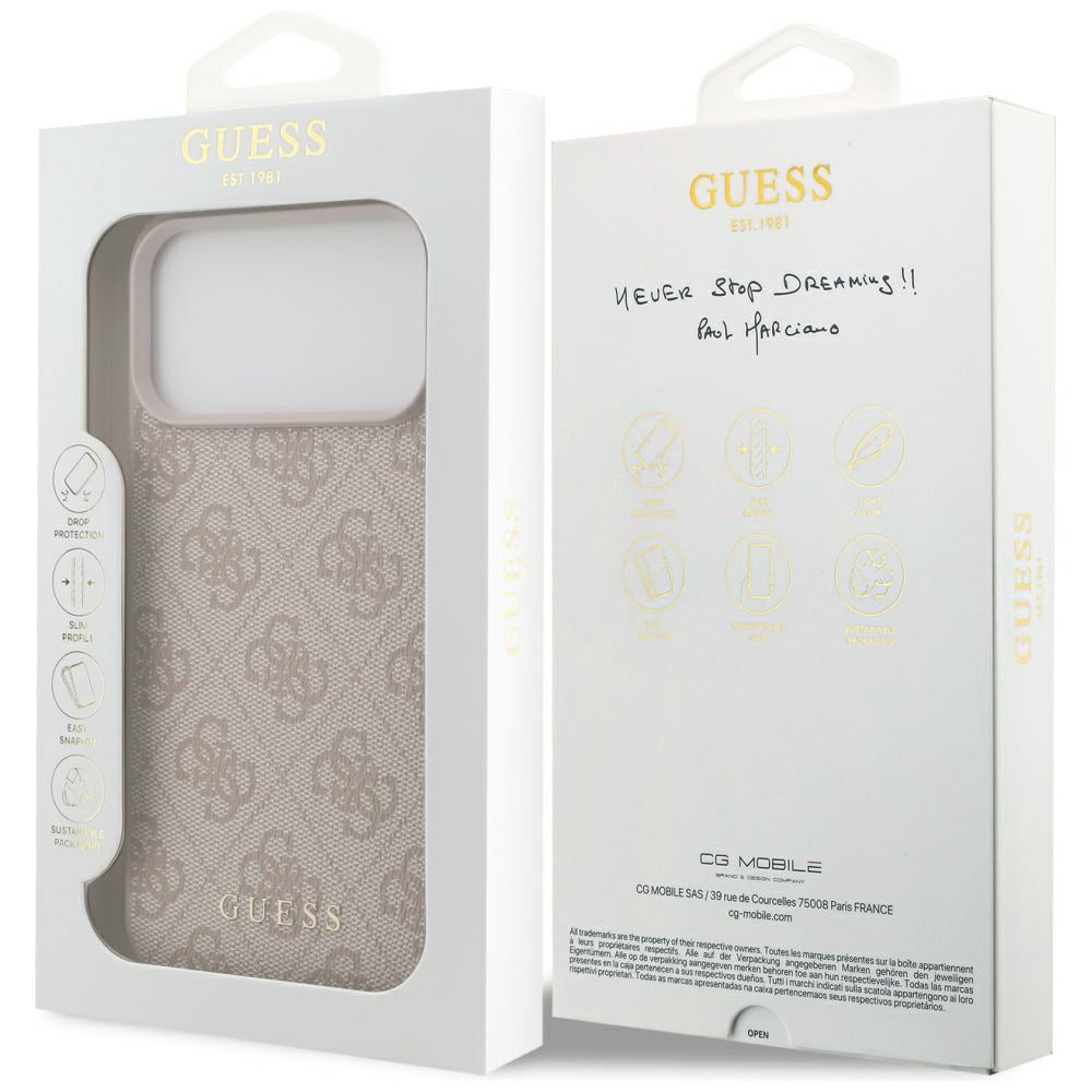 Coque pour Apple iPhone 18 Pro Max / 17 Pro Max, Guess, Logo Classique 4G, Rose