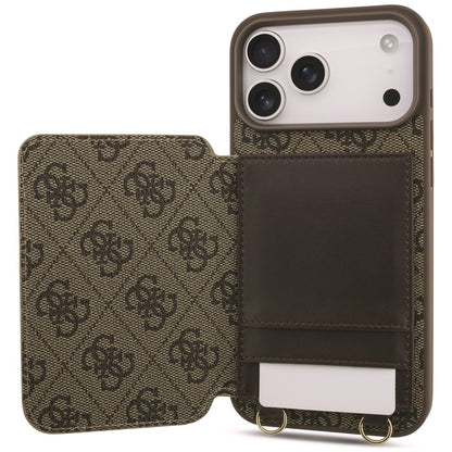 Hülle für Apple iPhone 18 Pro Max / 17 Pro Max, Guess, 4G Crossbody Cardslot, Braun