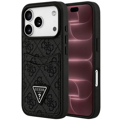 Coque pour Apple iPhone 18 Pro Max / 17 Pro Max, Guess, 4G Double Card Triangle, noire