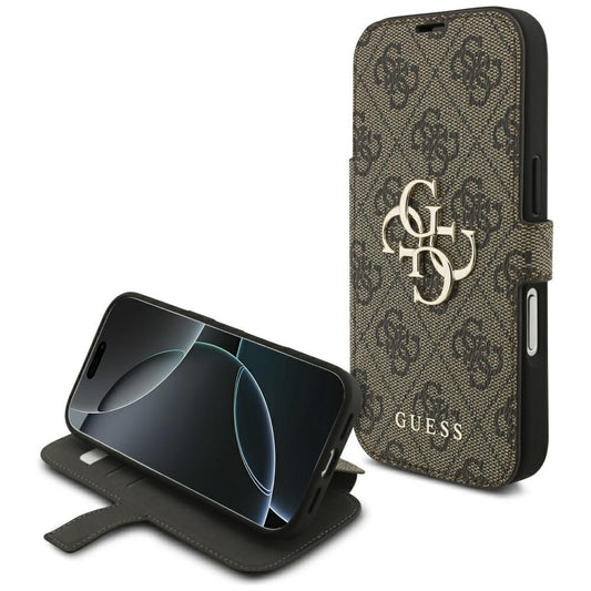 Coque pour Apple iPhone 18 Pro Max / 17 Pro Max, Guess, Logo Métal 4G, Marron