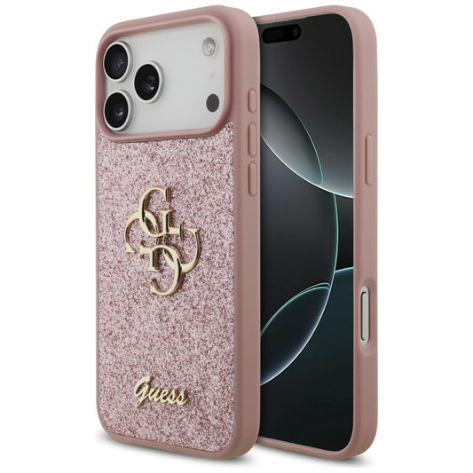 Coque pour Apple iPhone 18 Pro Max / 17 Pro Max, Guess, Fixed Glitter Big 4G, Rose