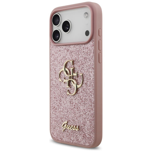 Coque pour Apple iPhone 18 Pro Max / 17 Pro Max, Guess, Fixed Glitter Big 4G, Rose