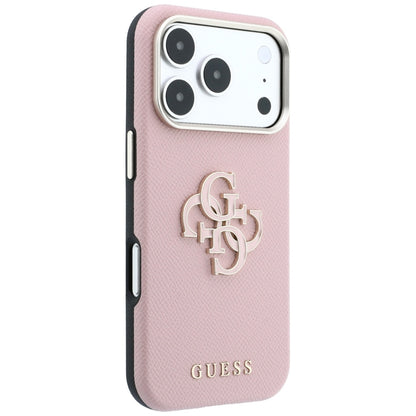 Hülle für Apple iPhone 18 Pro Max / 17 Pro Max, Guess, Geprägtes großes Harzlogo, Rosa