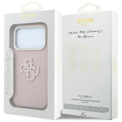 Hülle für Apple iPhone 18 Pro Max / 17 Pro Max, Guess, Geprägtes großes Harzlogo, Rosa