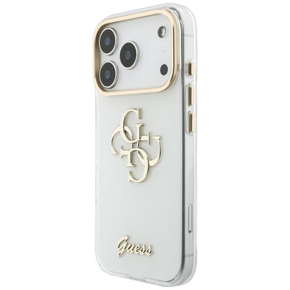 Coque pour Apple iPhone 18 Pro Max / 17 Pro Max, Guess, IML 4G Metal Script, Blanche