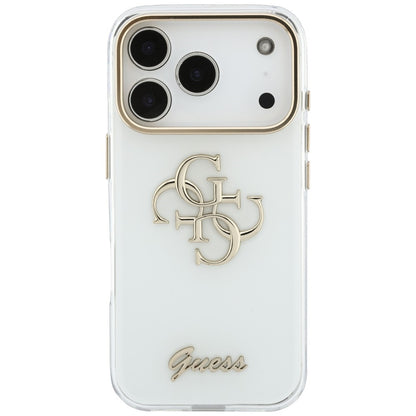 Coque pour Apple iPhone 18 Pro Max / 17 Pro Max, Guess, IML 4G Metal Script, Blanche