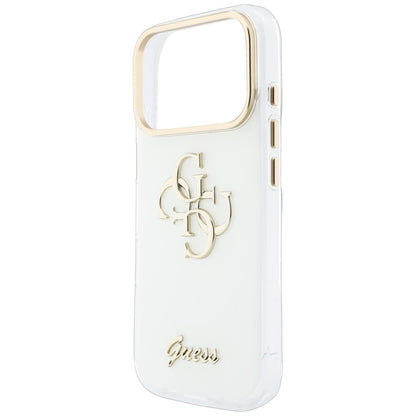 Coque pour Apple iPhone 18 Pro Max / 17 Pro Max, Guess, IML 4G Metal Script, Blanche