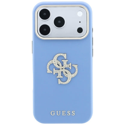 Coque pour Apple iPhone 18 Pro Max / 17 Pro Max, Guess, Smooth Big Strass Logo, bleu